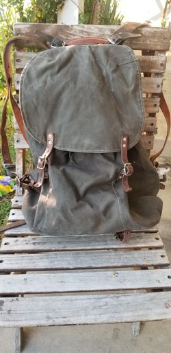 Vintage WWII Swedish Army Military Framed Canvas Leather Backpack ( 4 available)