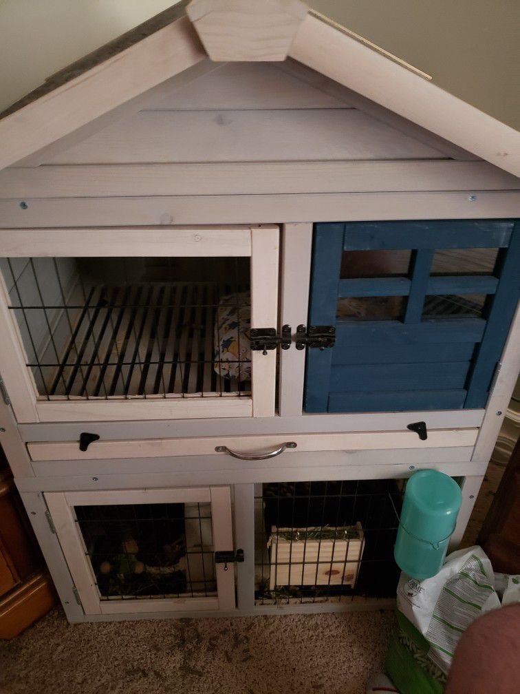 Rabbit Hutch 2 Tier Indoor Outdoor Cage Playpen