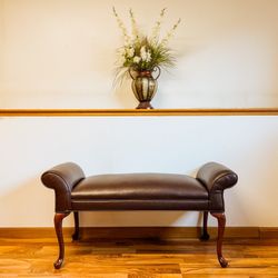 Dark Brown Cushioned Bench – Elegant & Versatile