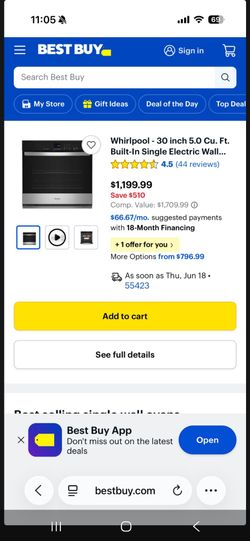 Whirlpool electric built in wall oven