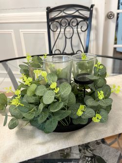 Decorative Greenery & Candle Table Centerpiece