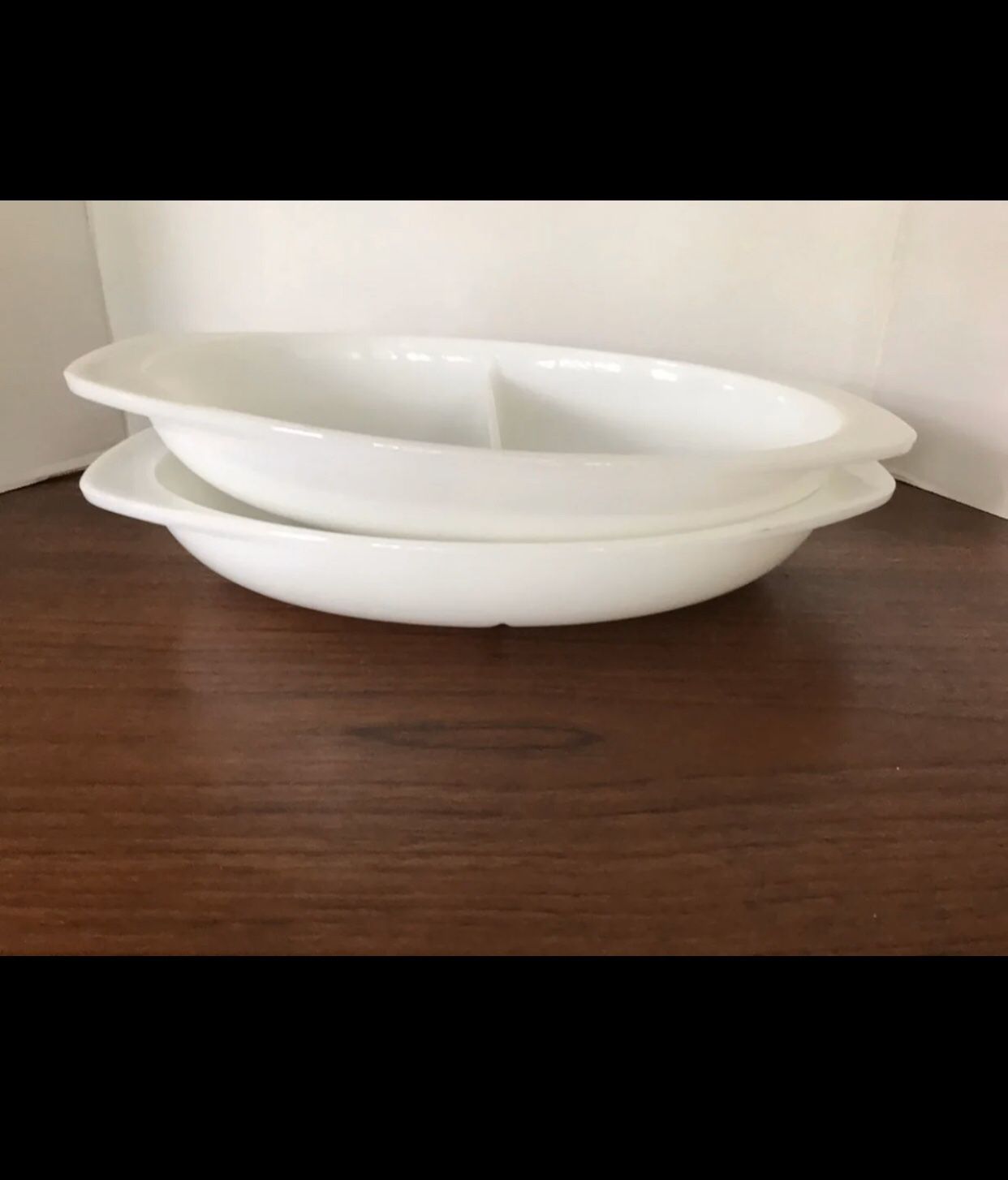 Pyrex opal divided dishes