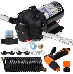 7.5GPM 80PSI Washdown Pump Kit - 12V Marine Self-Priming RV Water Pump with Pressure Switch, RV Fresh Water Pump for Boats, Campers, Travel Trailers,