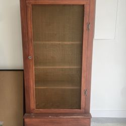 Vintage Wooden Cabinet with Mesh Door