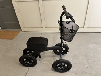 Like New Black Roscoe Knee Scooter with Extra Knee Rover Cushion Pad - Medical Equipment