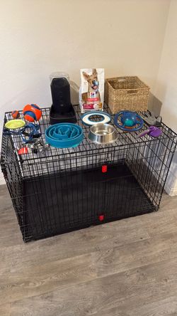 Large Dog Crate with Accessories Bundle
