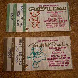 Grateful Dead Tickets Stubs 1988 Dancing Bears