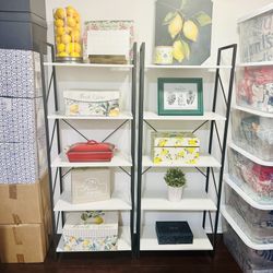 5-Tier DISPLAY SHELFS — SET OF 2 Bookcase/ Storage Shelf — Black & White  ($60 EACH)
