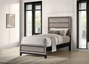 Watson Light Taupe Wood Twin Panel Bed