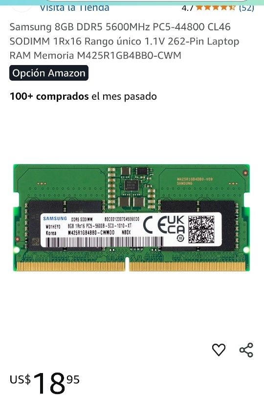 Ddr5 16gb (2x8gb) 5600b