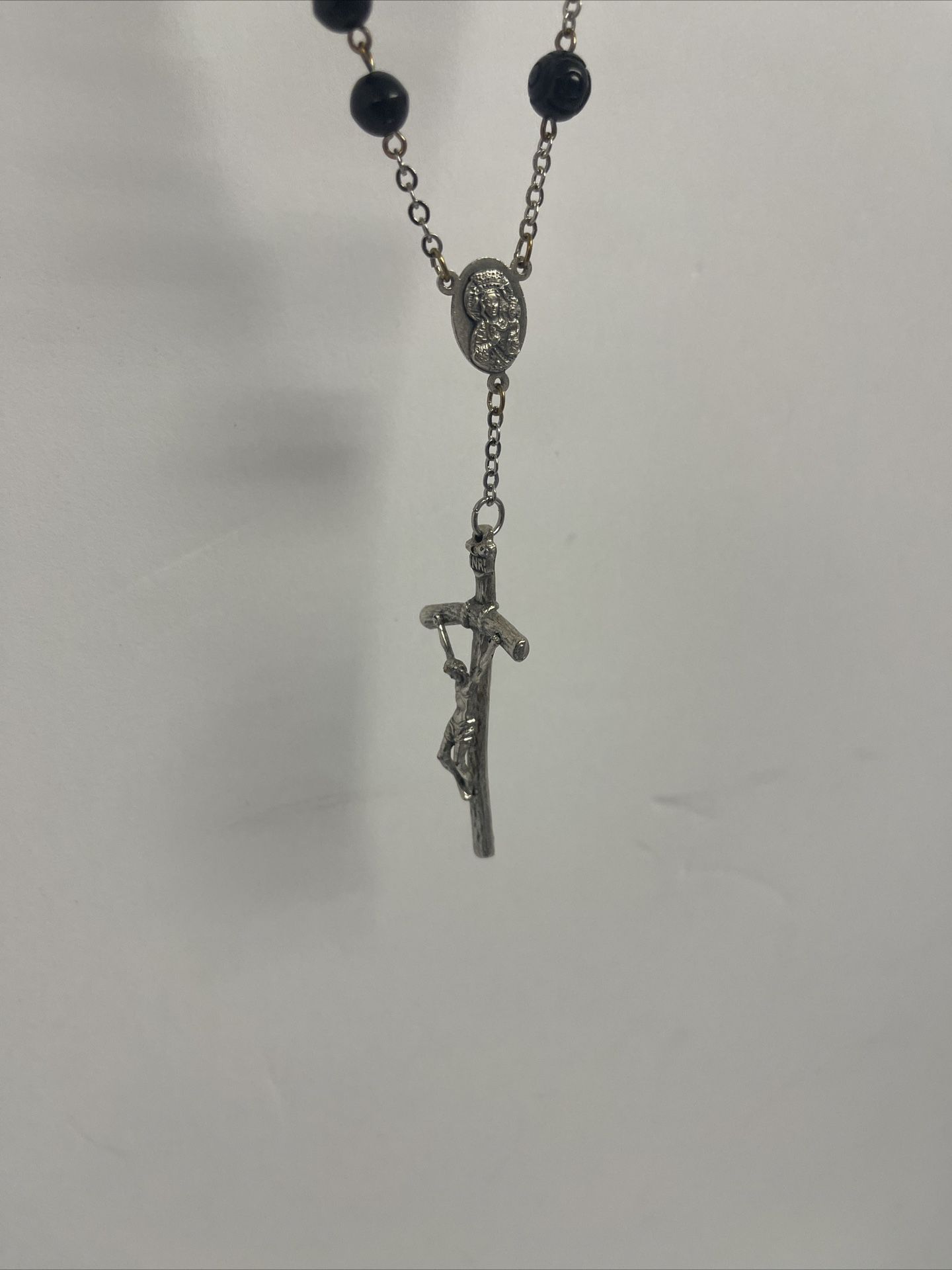 Rosary Crucifix black beads 18" Catholic Christianity prayer - JW1097