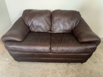 Dark Brown Leather Love Seat