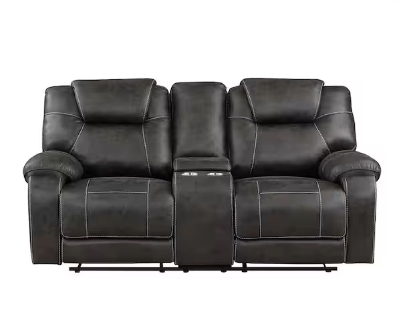 Emily 75 in. W Chocolate Microfiber 2-Seater Manual Double Reclining Loveseat with Center Console