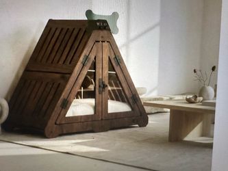 WLO Classic Walnut Lakota Dog Crate V Furniture-Style Indoor Dog Kennel