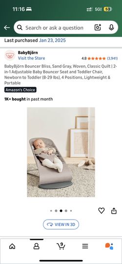 BabyBjörn Bouncer Bliss – Sand Gray, Woven Classic Quilt