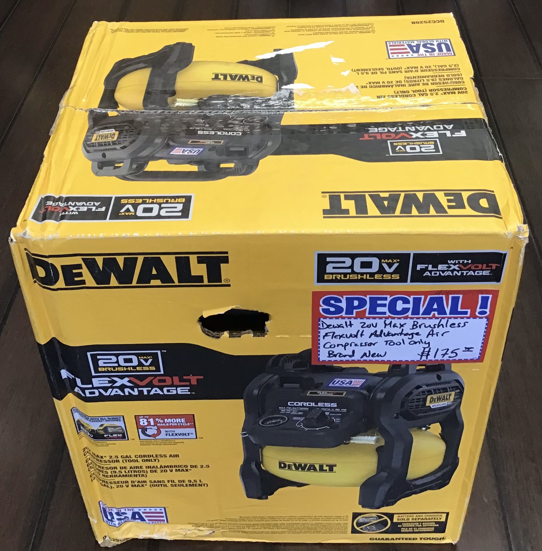 Dewalt 20V Max Brushless FlexVolt Advantage Air Compressor Tool Only New