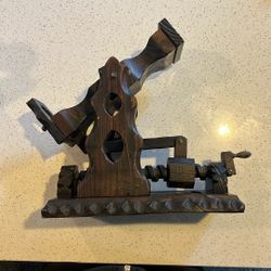 Vintage wood bottle decanting cradle