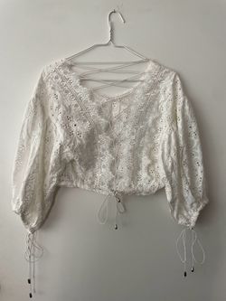 White open back lace top new size S