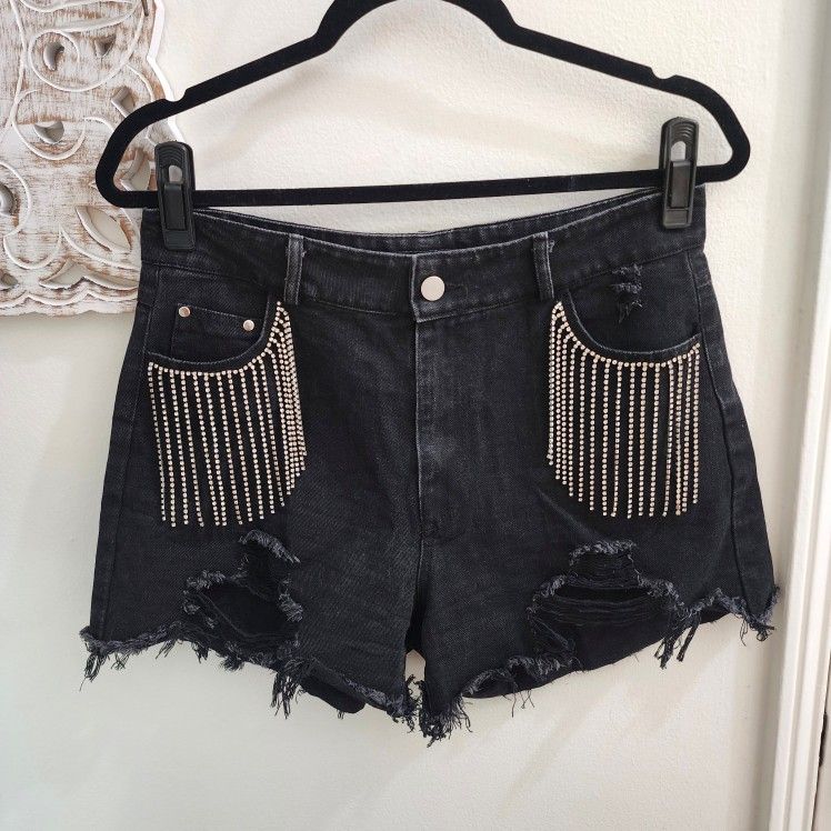 Black Denim Shorts