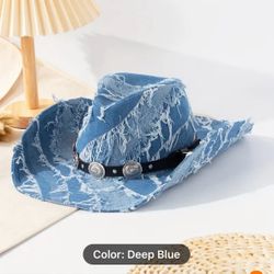 Denim Western Fringe Hat 