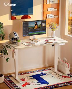 48 X 24 Inch Height Adjustable Electric Standing Desk, Natural Smooth Height Adjustment, 4 Memory Presets, One-Touch Control, Stable Steel Frame, 176 