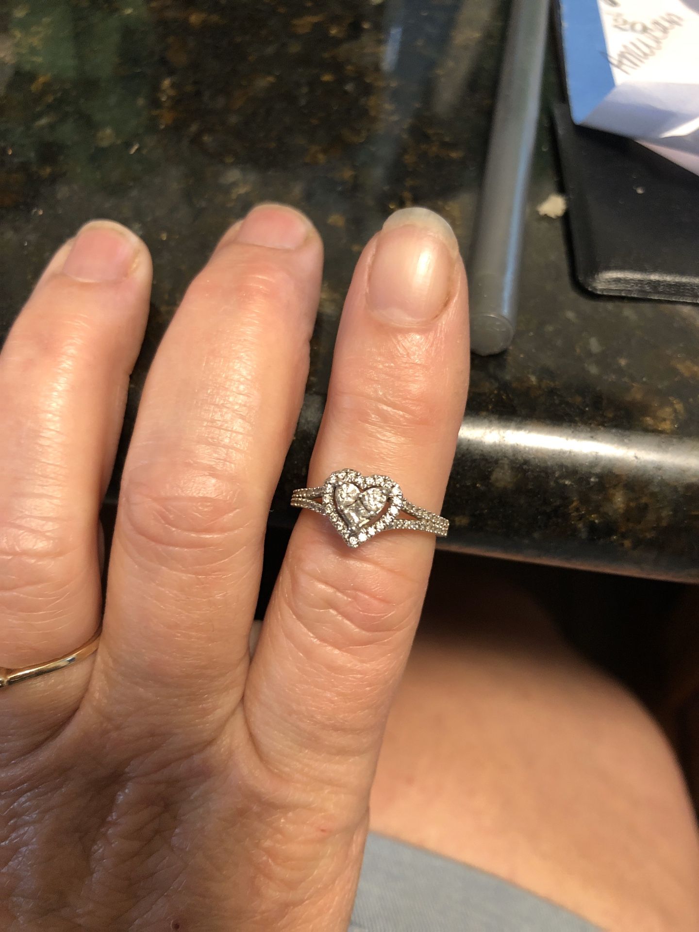 Heart shaped diamond ring