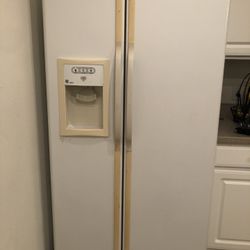 GE Double Door Refrigerator.  Normal wear and tear.  Works well .  Asking $650 or Best Offer. 