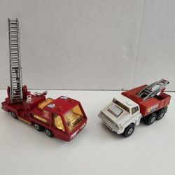 Vtg 72 , 75 Matchbox Super Kings K-9 Fire Tender Diecast Lesney K14 K110 Tow Lot