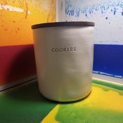 Hearth & Hand Magnolia Cookie Jar Canister Stoneware with Wood Lid