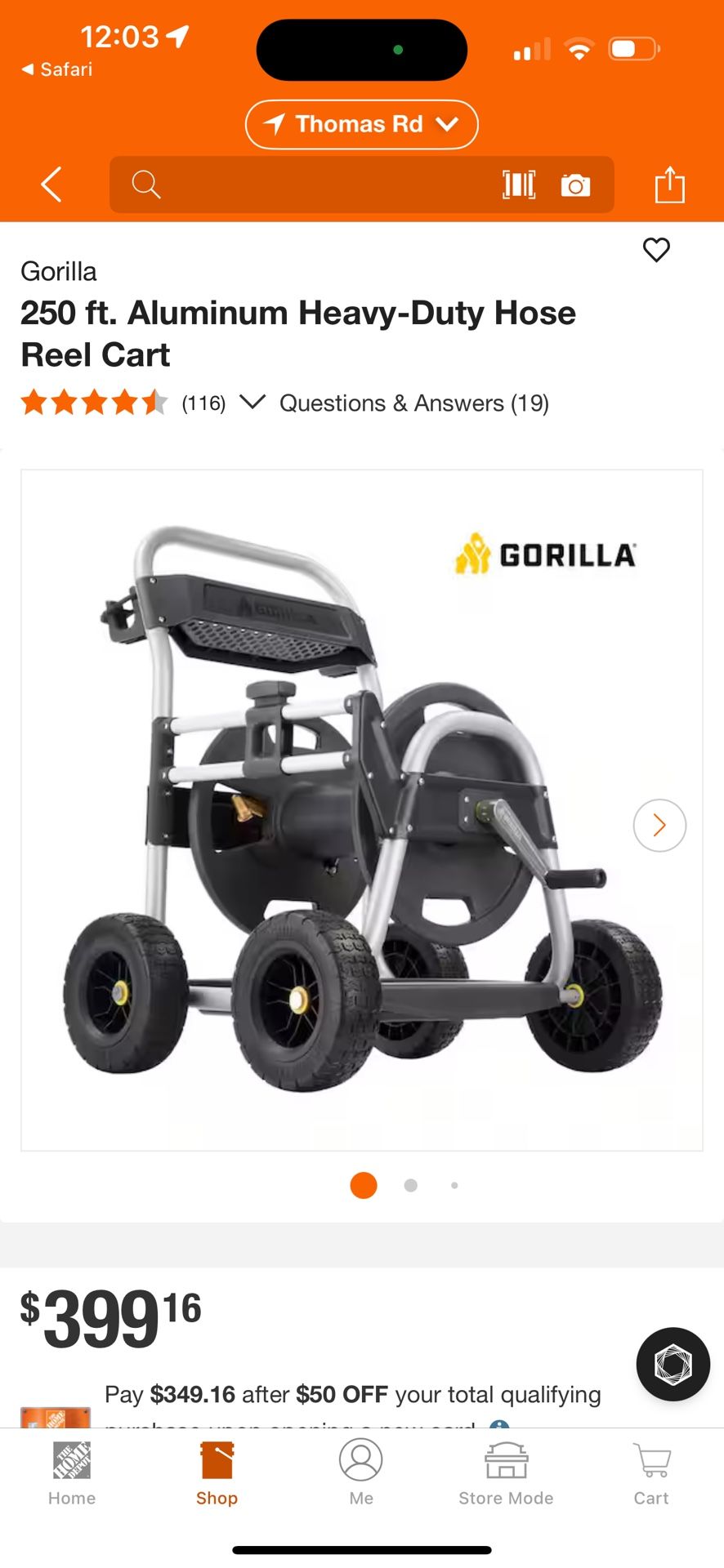 250 ft. Aluminum Heavy-Duty Hose Reel Cart