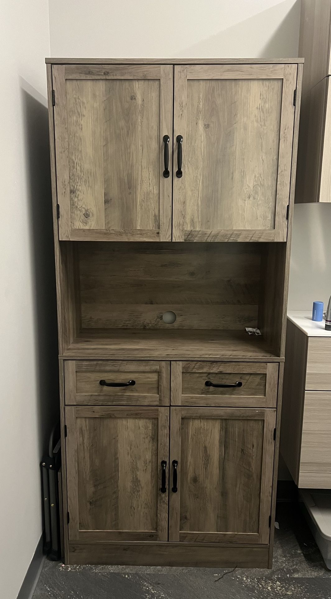 Ash Gray Kitchen Pantry Cabinet
