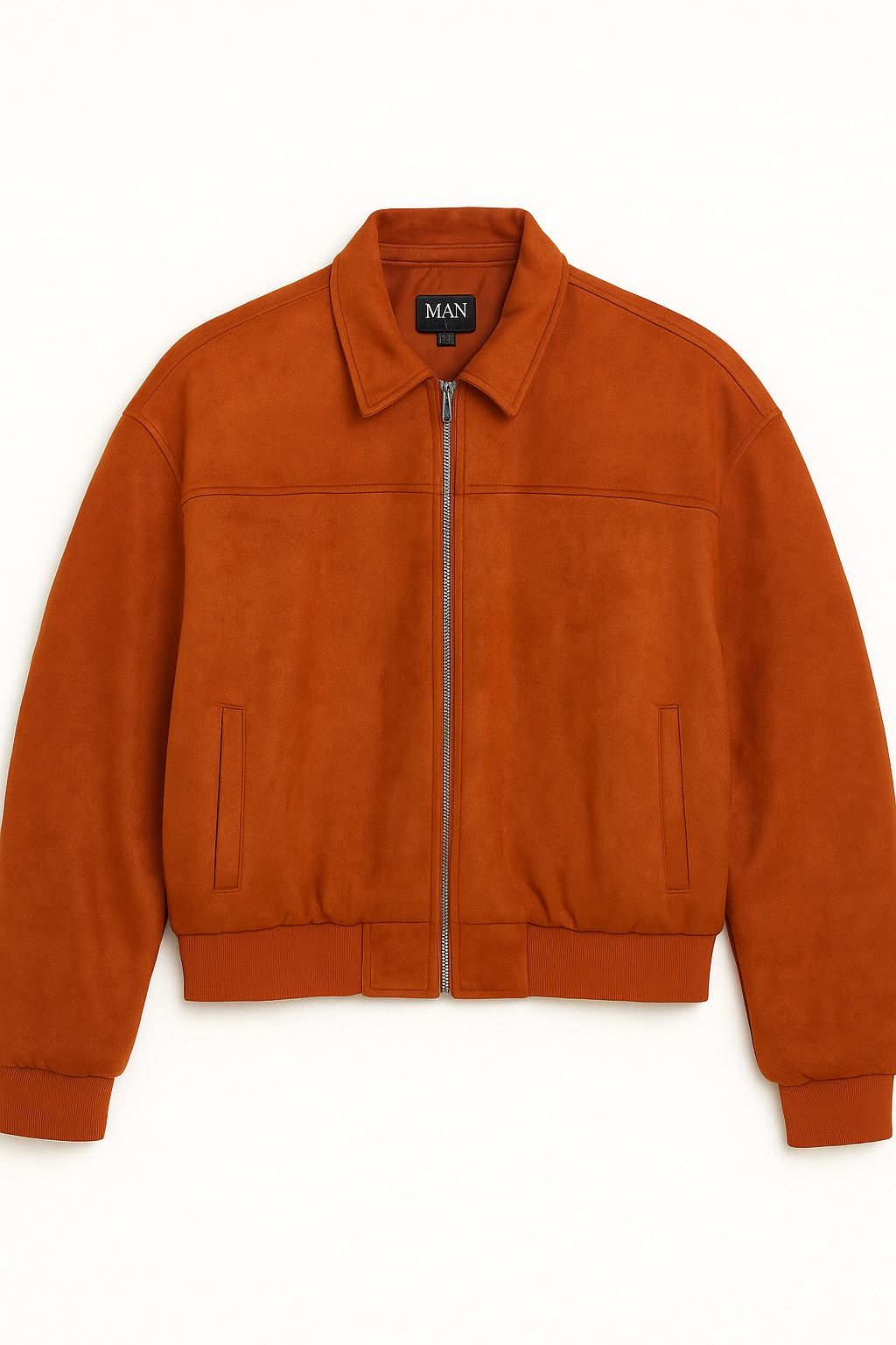Orange Suede Bomber Jacket