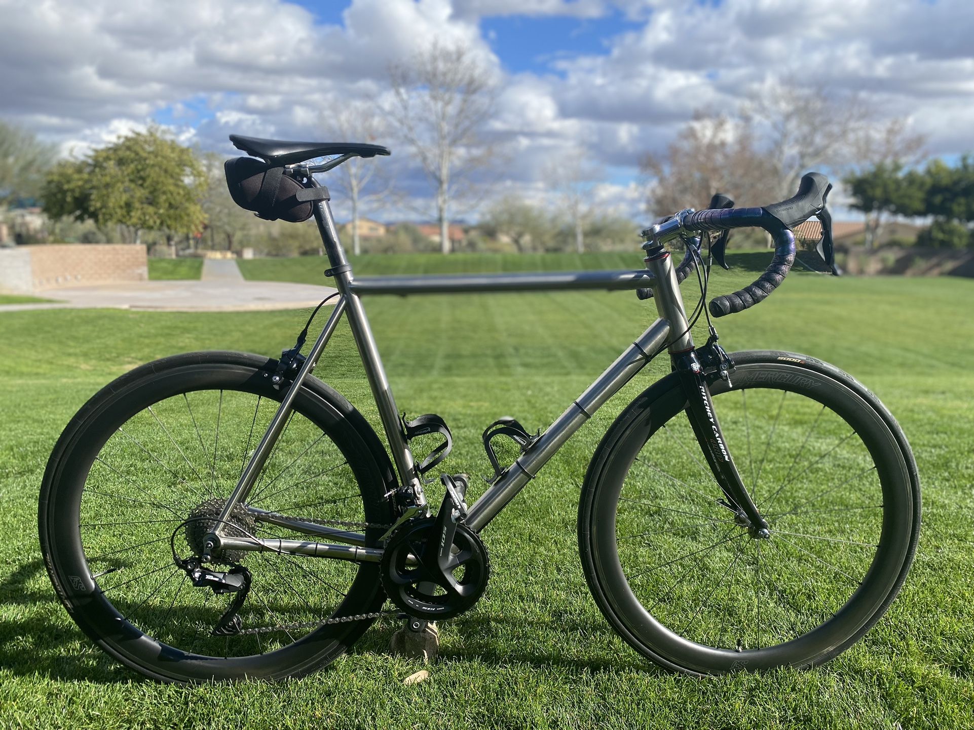 Titanium road Bike With Carbon Wheels. 58cm for Sale in Peoria, AZ