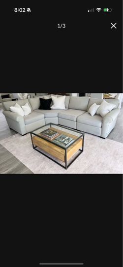 Sectional Couch L Shape Macys Washable Cushion Covers Beige Grey
