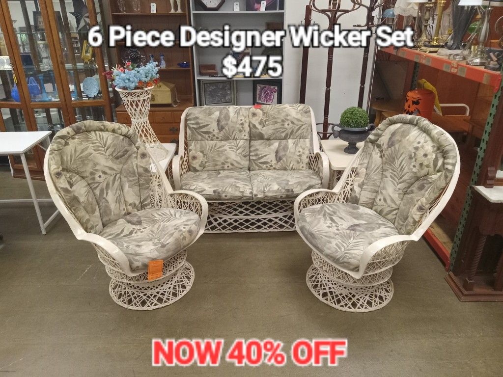 6 Piece Designer Wicker Set 40% OFF 