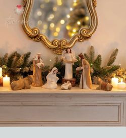 Christmas Nativity Set Indoor: 8-Piece 7.56 Inches Religious Resin Figurines