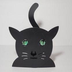Metal Black Cat Tealight Candle Holder Halloween 