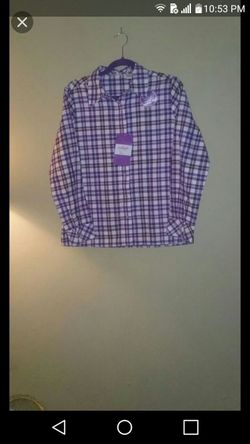 COLLECTION (sz S) SHIRT TOP BLOUSE Purple PLAID Long SLEEVE