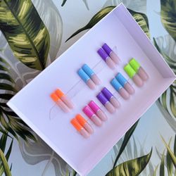 Multicolor French Tip Press Ons 