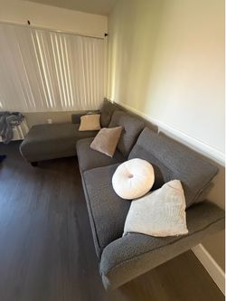 Gray Sectional Couch with Chaise – $350
