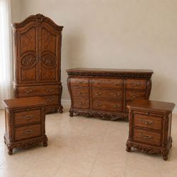 All Wood 4 Piece Bedroom Set