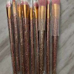 Makeup Pink Bling Brushes 