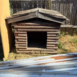 Wooden Log Dog House 