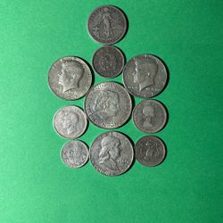 World Silver Coins. 10 pcs.