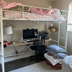 White Full Loft Bed