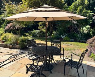 Large 10 ft diameter umbrella with solar lights