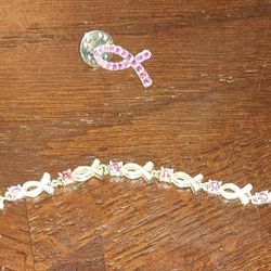 Cancer Awareness Pin And Bracelet