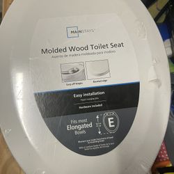 New White Molded Wood Toilet Seat 