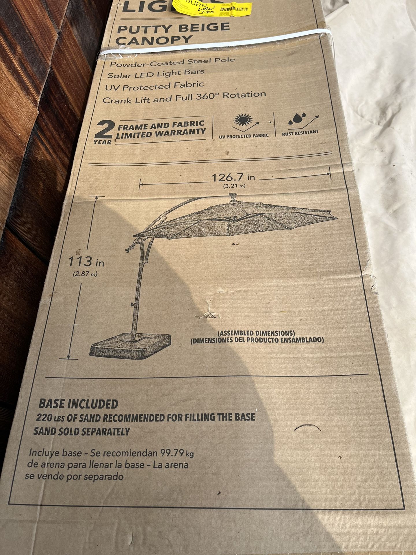 11ft Offset Umbrella With LED Lighting New In Box