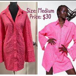 Pink Sequin Shirt dress 